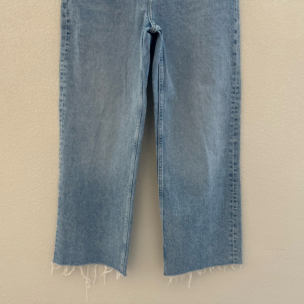 & Other Stories Wide Leg Jeans Denim High Rise Raw Hem Casual Minimalist Blue - Picture 7 of 13